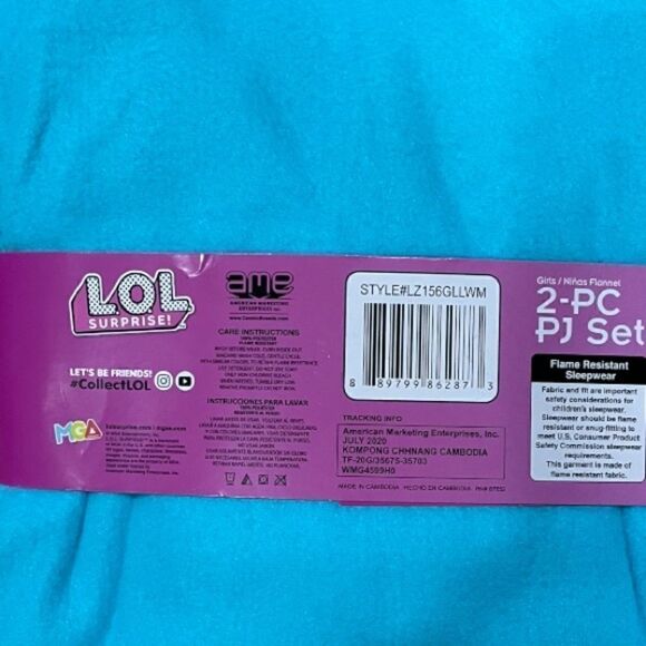 New Lol Surprise Pajama Set, 2 Piece Pajamas, Size 4/5 PJ Set - Picture 3 of 4